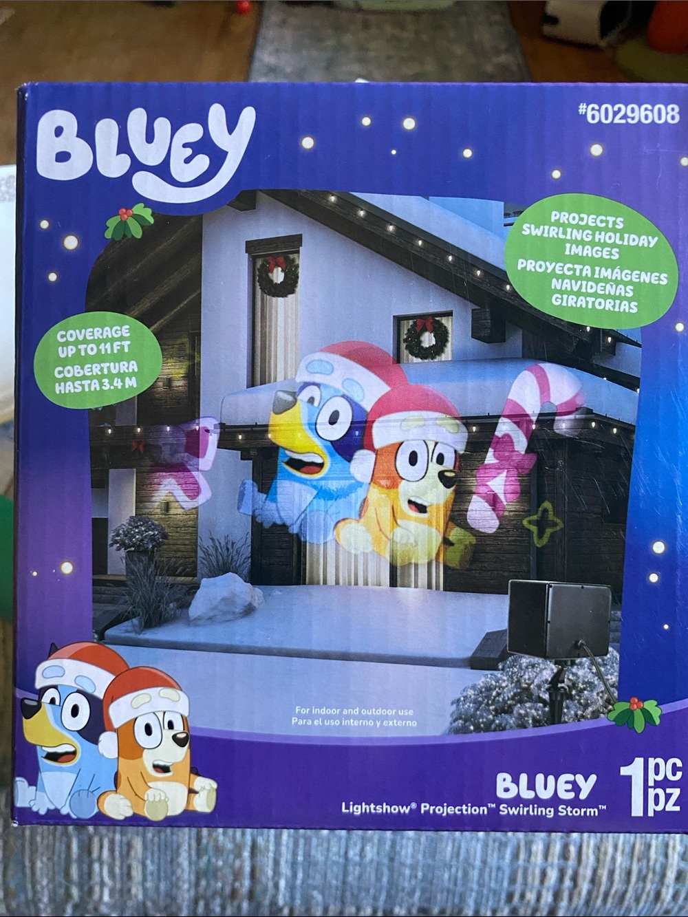 Gemmy Bluey Holiday Projection Light - Blue, Red, Yellow